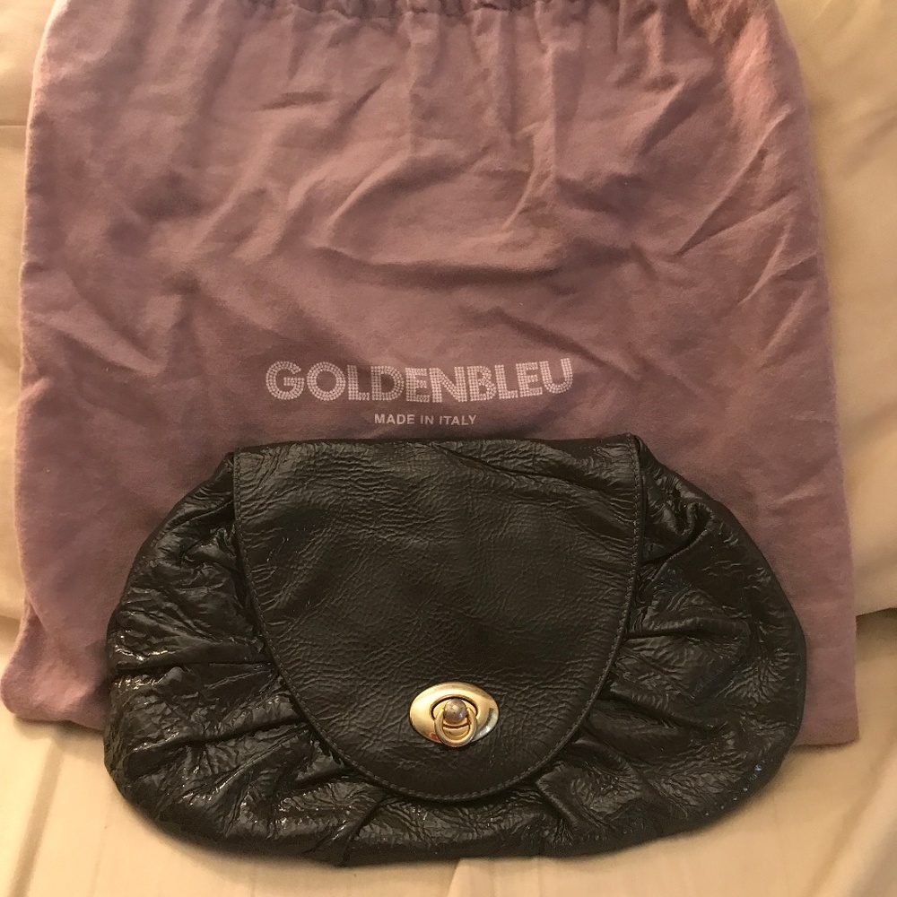 Goldenbleu Charcoal Patent Leather Katie Clutch